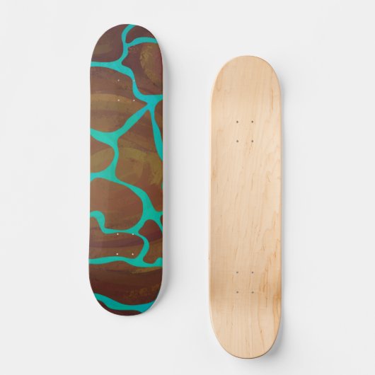 Giraffe Brown en Blauwgroen print Persoonlijk Skateboard (Voorkant)