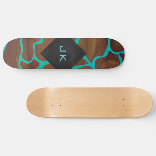 Giraffe Brown en Blauwgroen print Persoonlijk Skateboard (Horizontaal)