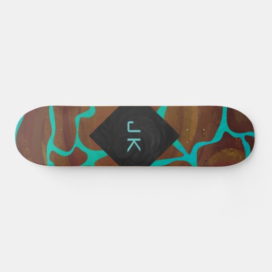 Giraffe Brown en Blauwgroen print Persoonlijk Skateboard (Horizontaal)