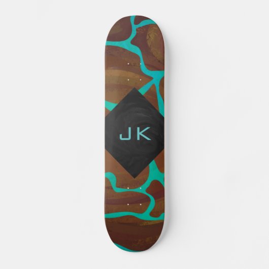 Giraffe Brown en Blauwgroen print Persoonlijk Skateboard (Voorkant)
