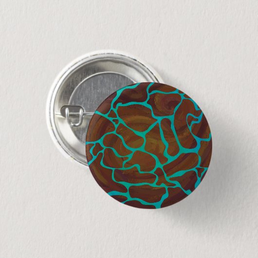 Giraffe Brown en Blauwgroen print Ronde Button 3,2 Cm (Voorkant /achterkant)
