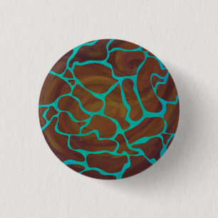 Giraffe Brown en Blauwgroen print Ronde Button 3,2 Cm