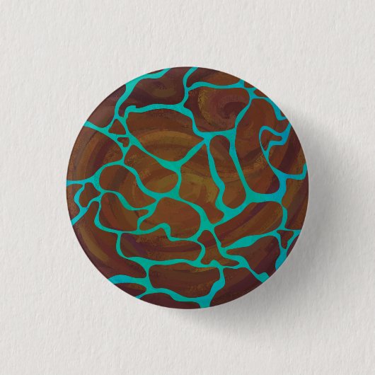 Giraffe Brown en Blauwgroen print Ronde Button 3,2 Cm (Voorkant)