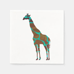 Giraffe Brown en Blauwgroen print Servet
