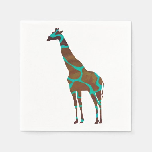 Giraffe Brown en Blauwgroen print Servet (Voorkant)