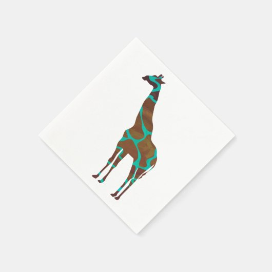 Giraffe Brown en Blauwgroen print Servet (Hoek)