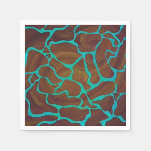 Giraffe Brown en Blauwgroen print Servetten (Voorkant)