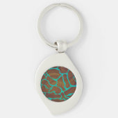 Giraffe Brown en Blauwgroen print Sleutelhanger (Voorkant)