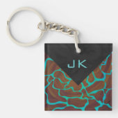 Giraffe Brown en Blauwgroen print Sleutelhanger (Voorkant)