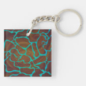 Giraffe Brown en Blauwgroen print Sleutelhanger (Achterkant)