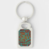 Giraffe Brown en Blauwgroen print Sleutelhanger (Voorkant)