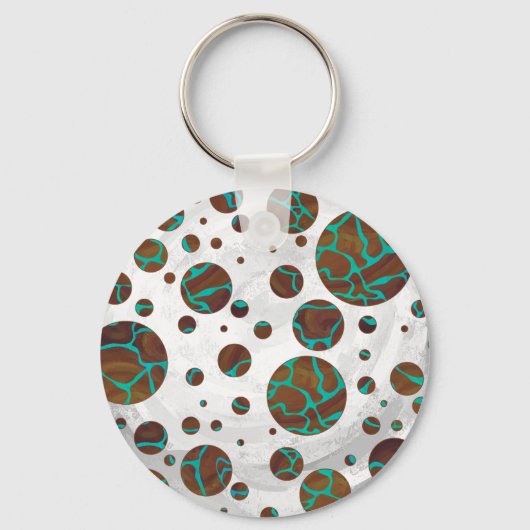 Giraffe Brown en Blauwgroen print Sleutelhanger (Voorkant)