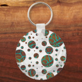 Giraffe Brown en Blauwgroen print Sleutelhanger (Voorkant)