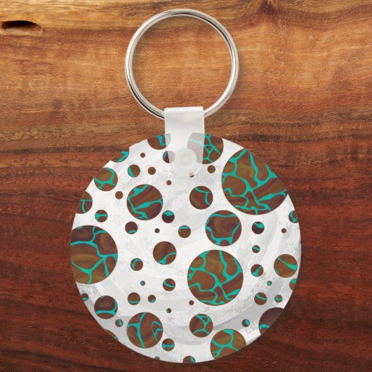 Giraffe Brown en Blauwgroen print Sleutelhanger (Voorkant)