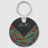 Giraffe Brown en Blauwgroen print Sleutelhanger (Voorkant)