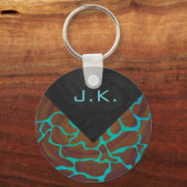 Giraffe Brown en Blauwgroen print Sleutelhanger (Voorkant)