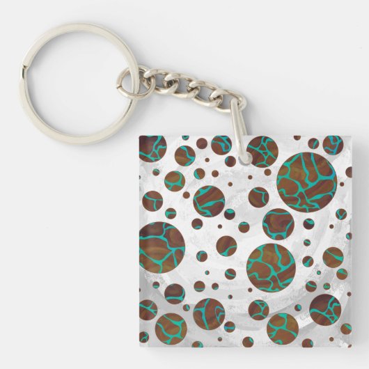 Giraffe Brown en Blauwgroen print Sleutelhanger (Voorkant)