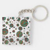 Giraffe Brown en Blauwgroen print Sleutelhanger (Achterkant)