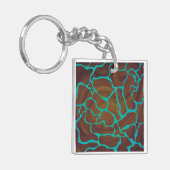 Giraffe Brown en Blauwgroen print Sleutelhanger (Voorkant Links)