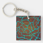 Giraffe Brown en Blauwgroen print Sleutelhanger (Voorkant)