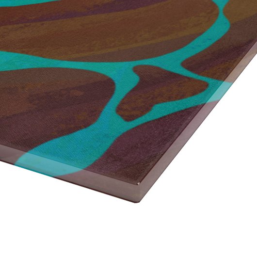 Giraffe Brown en Blauwgroen print Snijplank (Hoek)