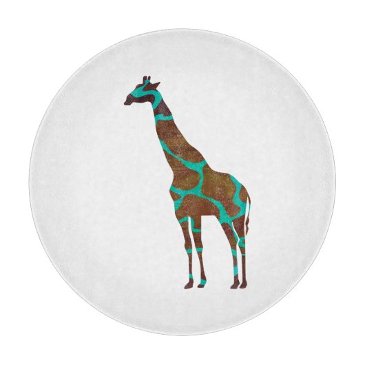 Giraffe Brown en Blauwgroen print Snijplank (Voorkant)