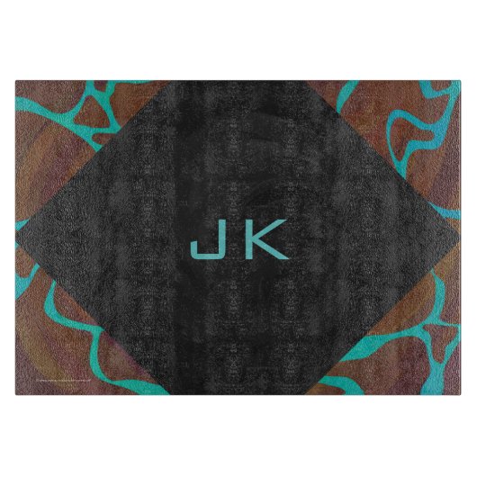 Giraffe Brown en Blauwgroen print Snijplank (Voorkant)