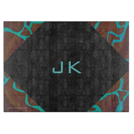 Giraffe Brown en Blauwgroen print Snijplank (Voorkant)