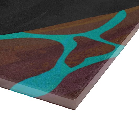 Giraffe Brown en Blauwgroen print Snijplank (Hoek)