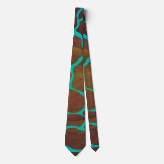 Giraffe Brown en Blauwgroen print Stropdas (Voorkant)