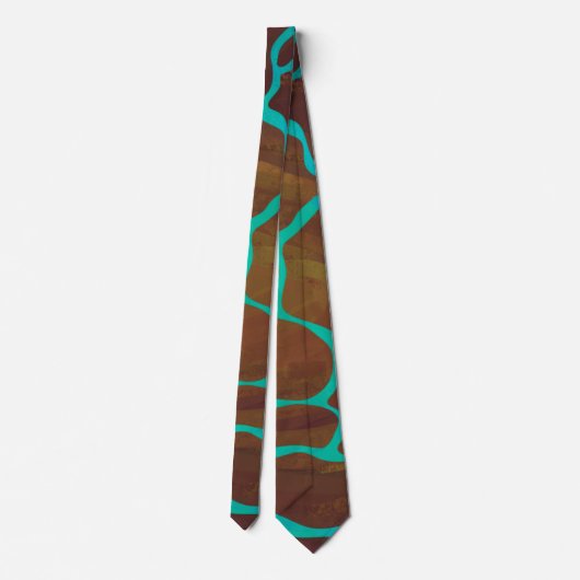 Giraffe Brown en Blauwgroen print Stropdas (Achterkant)