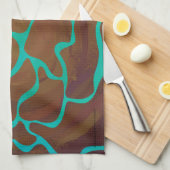 Giraffe Brown en Blauwgroen print Theedoek (Quarter Fold)