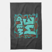 Giraffe Brown en Blauwgroen print Theedoek (Verticaal)