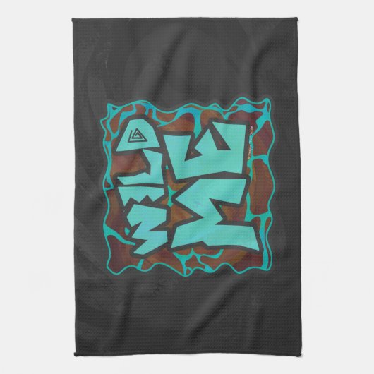 Giraffe Brown en Blauwgroen print Theedoek (Verticaal)