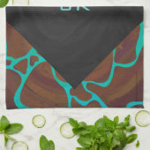 Giraffe Brown en Blauwgroen print Theedoek (Gevouwen)