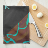 Giraffe Brown en Blauwgroen print Theedoek (Quarter Fold)