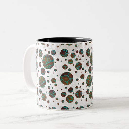 Giraffe Brown en Blauwgroen print Tweekleurige Koffiemok (Voorkant links)