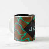 Giraffe Brown en Blauwgroen print Tweekleurige Koffiemok (Voorkant links)