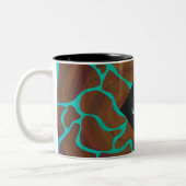 Giraffe Brown en Blauwgroen print Tweekleurige Koffiemok (Links)