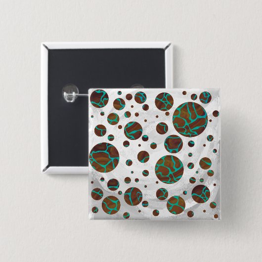Giraffe Brown en Blauwgroen print Vierkante Button 5,1 Cm (Voorkant /achterkant)
