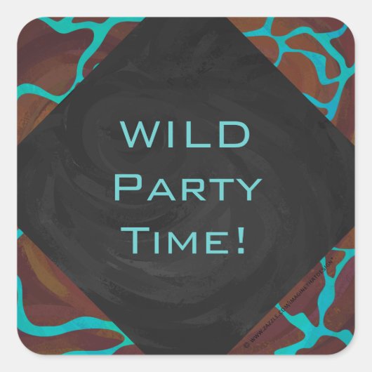 Giraffe Brown en Blauwgroen print Vierkante Sticker (Voorkant)