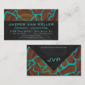 Giraffe Brown en Blauwgroen print Visitekaartje (Voorkant / Achterkant)