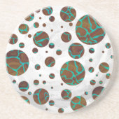 Giraffe Brown en Blauwgroen print Zandsteen Onderzetter (Voorkant)