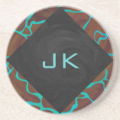 Giraffe Brown en Blauwgroen print Zandsteen Onderzetter (Voorkant)