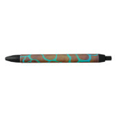 Giraffe Brown en Blauwgroen print Zwarte Inkt Pen (Voorkant)