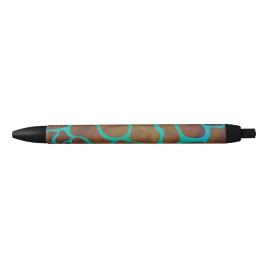 Giraffe Brown en Blauwgroen print Zwarte Inkt Pen (Voorkant)