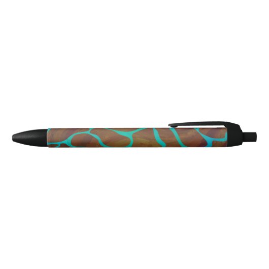 Giraffe Brown en Blauwgroen print Zwarte Inkt Pen (Bovenkant)
