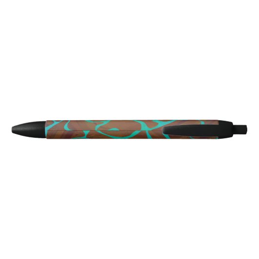 Giraffe Brown en Blauwgroen print Zwarte Inkt Pen (Achterkant)