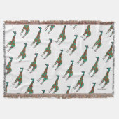 Giraffe Brown en Blauwgroen Silhouette Deken (Voorkant)