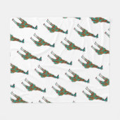 Giraffe Brown en Blauwgroen Silhouette Fleece Deken (Voorkant (Horizontaal))